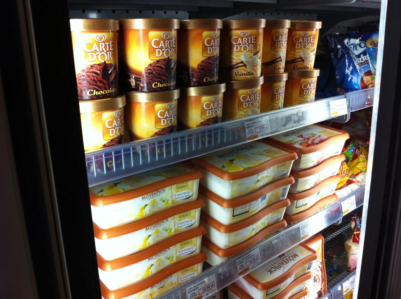 Ice cream in a freezer unit